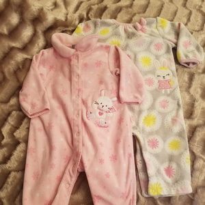 2 girls fleece winter sleepers 9m
